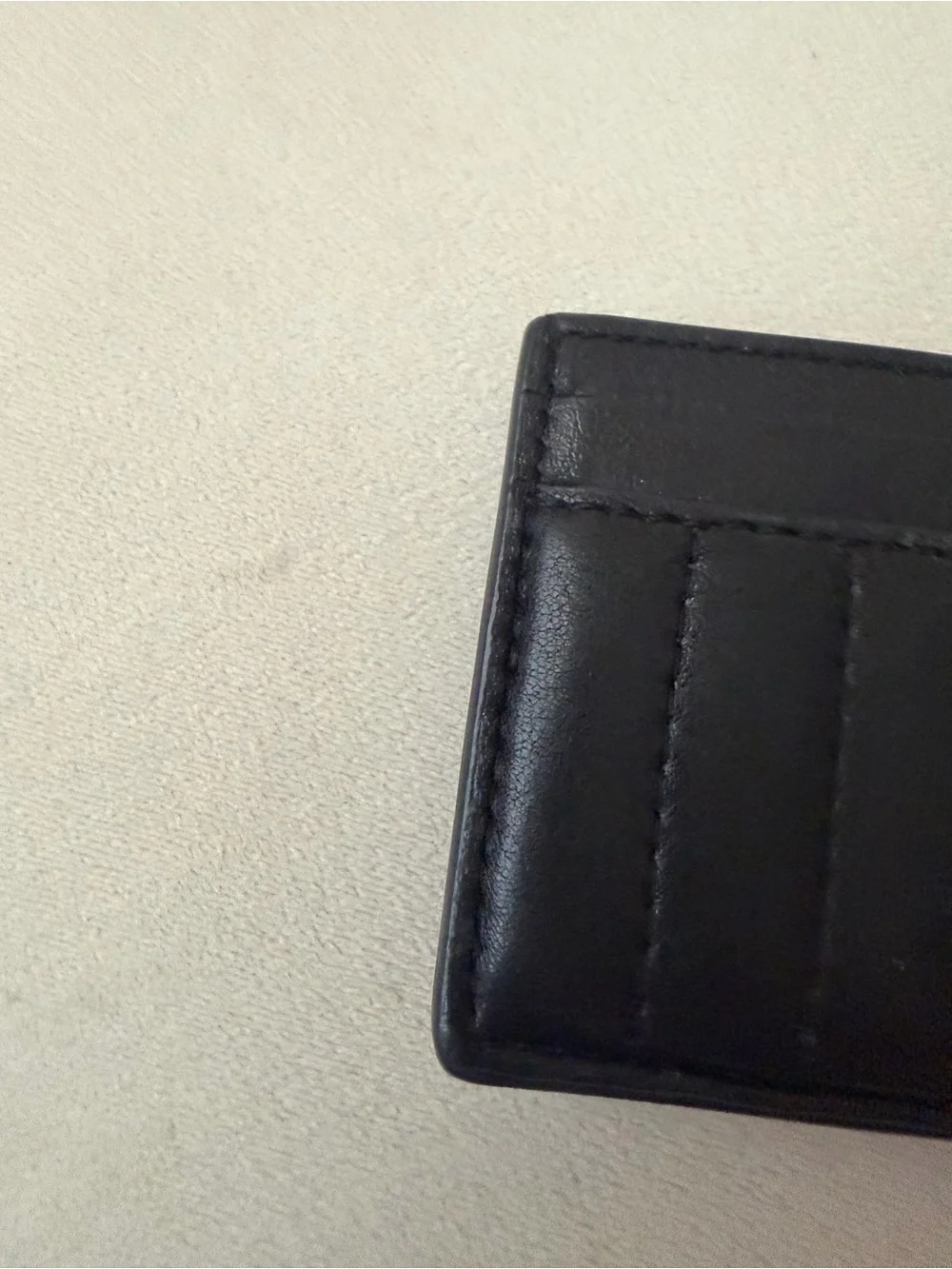 COACH Black Quilted Leather Card Holder with Gold Logo